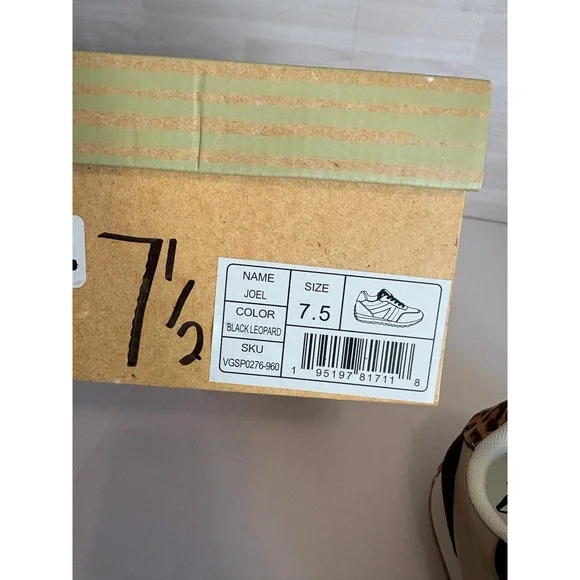 Very G Women Sneakers Joel Size 7.5 Black Leopard Tan Lace Up Fashion Shoes NEW - Picture 13 of 13